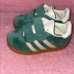 Adidas Green and White Velcro Sneakers